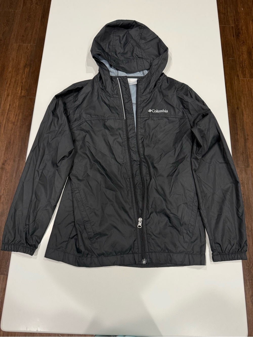 Columbia Black Hooded Windbreaker Jacket with Grey Lining *unisex*